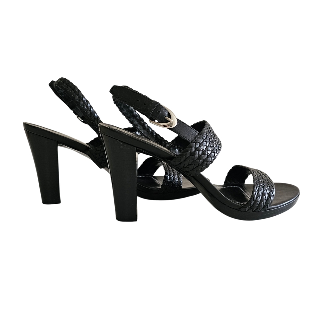 Ann Taylor Braided Leather Ankle Strap 3" Heeled Sandals | EUC | 7M | Black - Picture 8 of 16